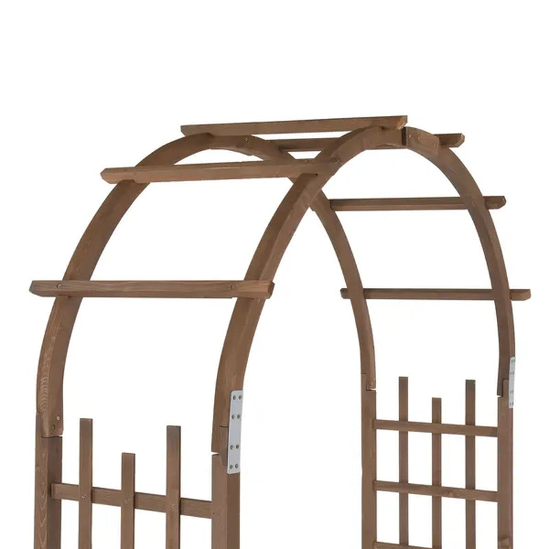 7 Ft Wooden Wedding Arch Arbor With Side Trellis, Dark Brown – image 20