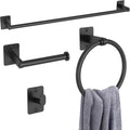 Bathroom Hardware Set 4-Piece, Matte Black 24 in Towel Bar