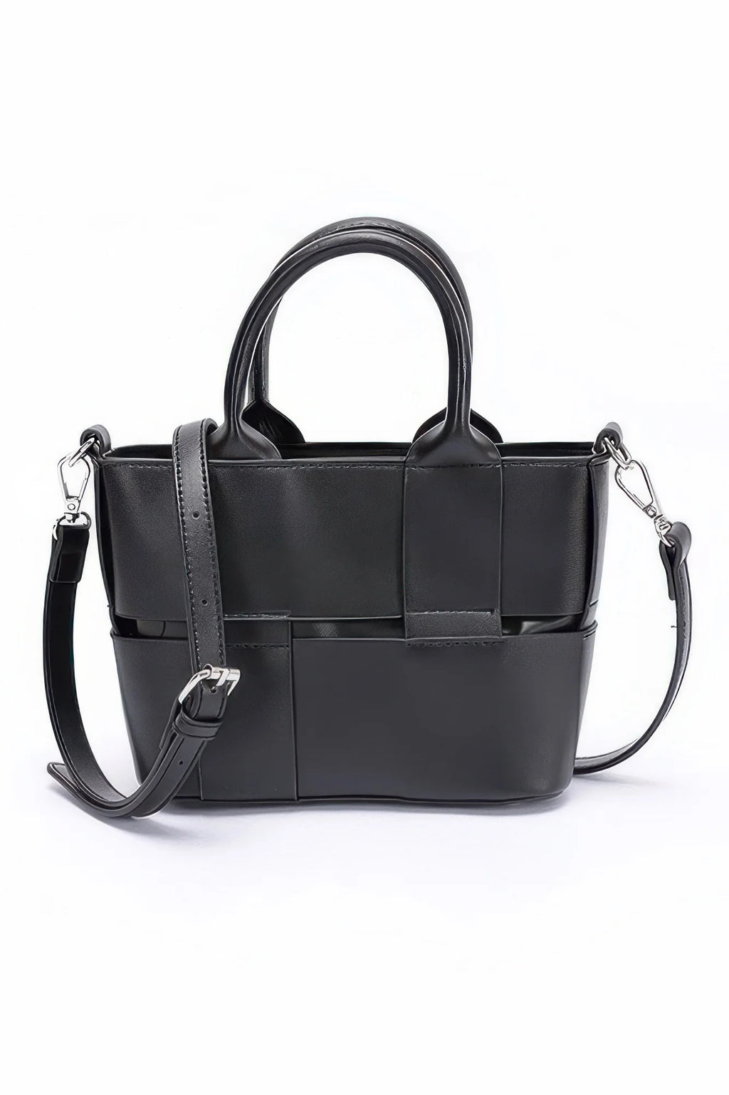 Faux Leather Mini Tote Bag with Strap, Burgundy