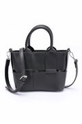 Faux Leather Mini Tote Bag with Strap, Burgundy