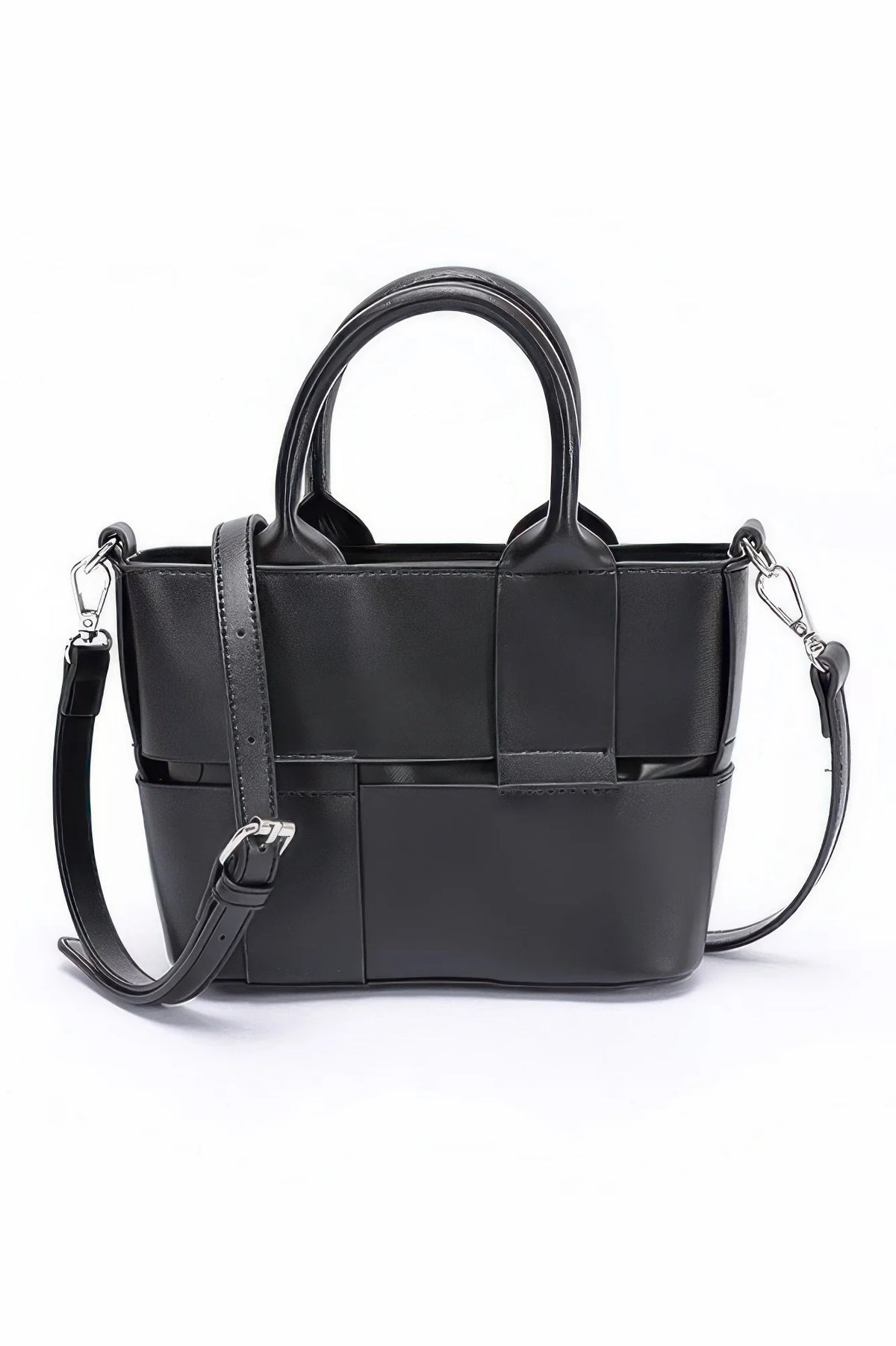 Faux Leather Mini Tote Bag with Strap, Burgundy