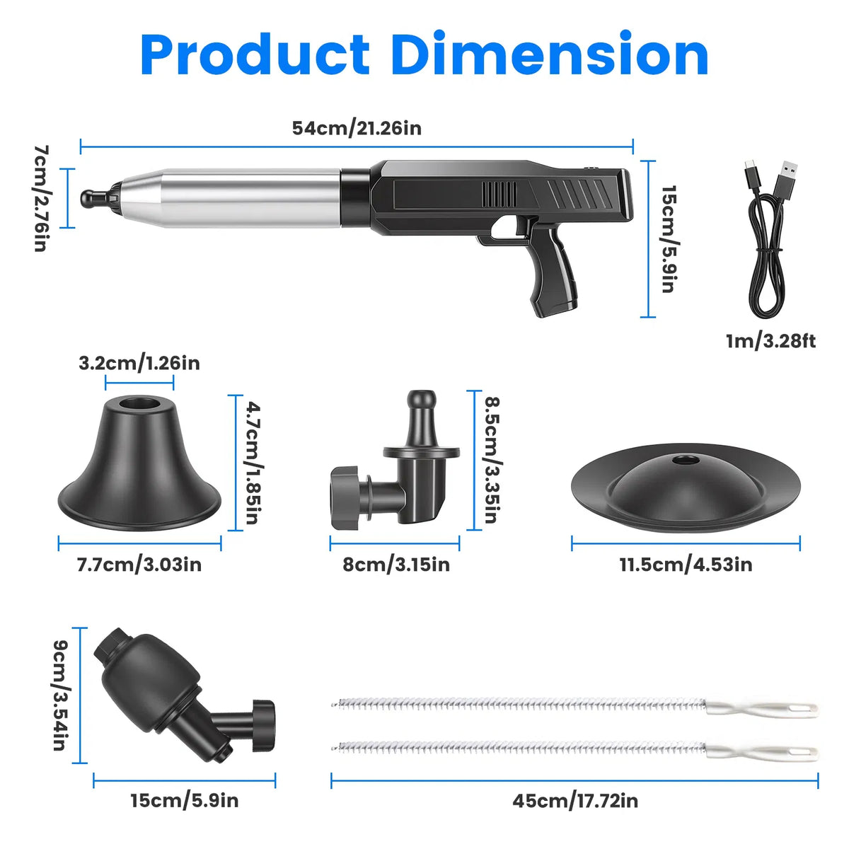 Electric Toilet Plunger - Rechargeable Air Drain Blaster with Gauge – image 4