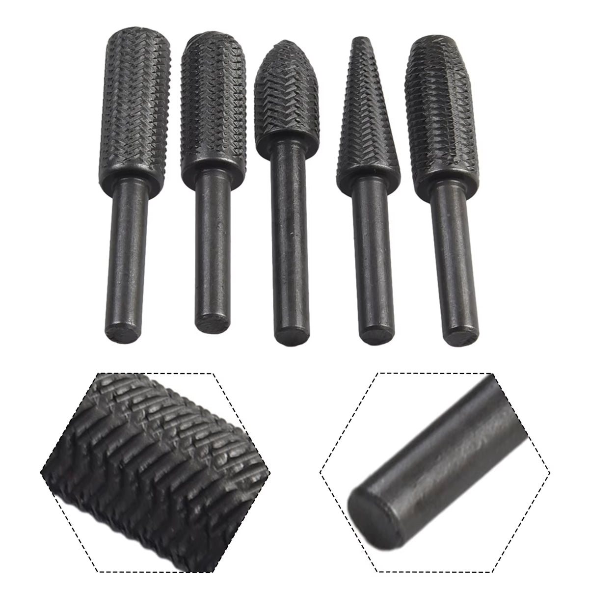 Rotary Rasp File Set 5 Pcs – 6 mm Shank Burr Bits – image 5