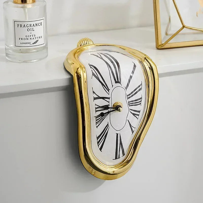 Melting Clock - Surreal Shelf Edge Clock, Quirky Art Decor Gift