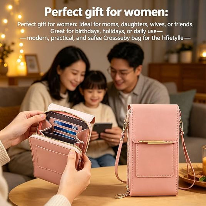 Touchscreen Phone Crossbody Bag, Anti-Theft PU Leather Mini Purse – image 4