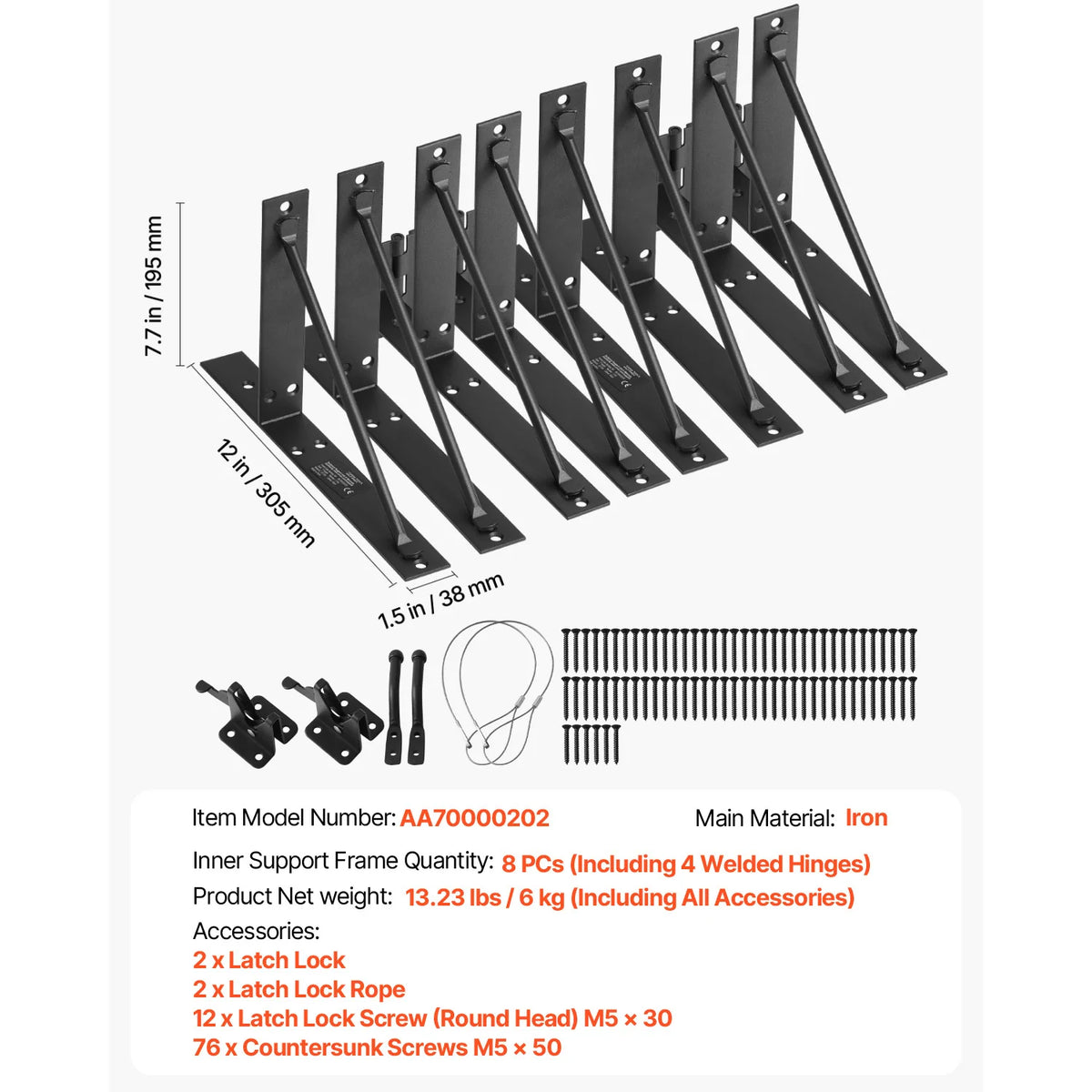Anti-Sag Gate Corner Brace Kit 2 Sets with Latch and Screws – image 7