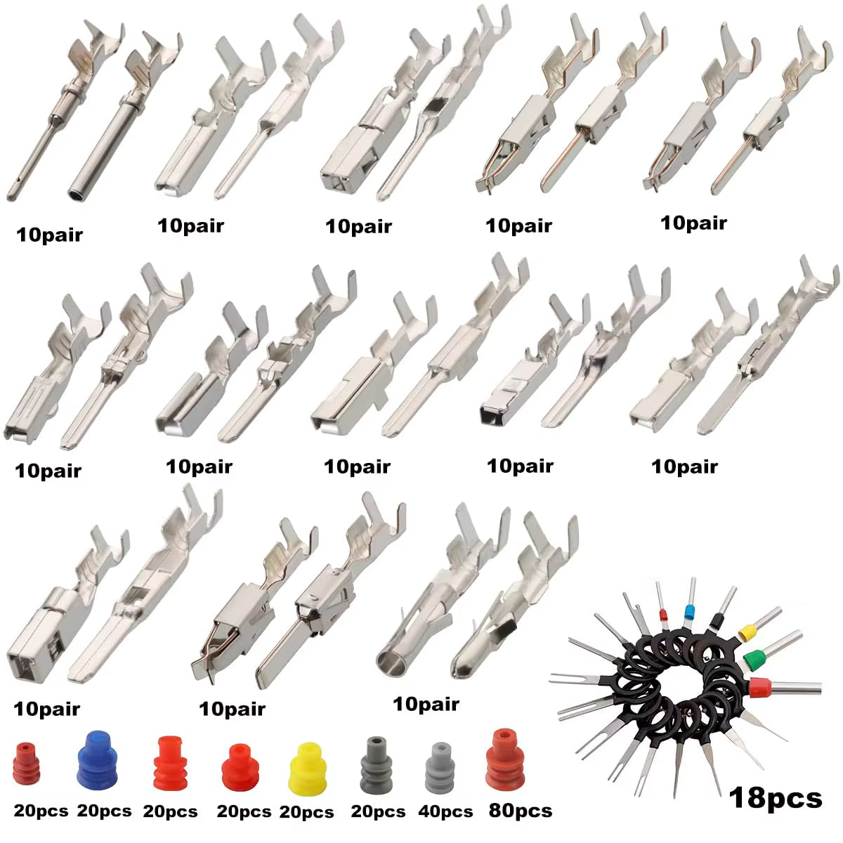 Automotive Terminal Pin Kit – 500 Pc Wire Pins, Seals & Removal Tool