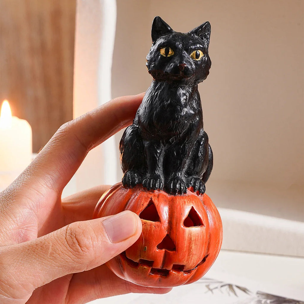 Black Cat Figurine – Resin Halloween Decor Ornament – image 6