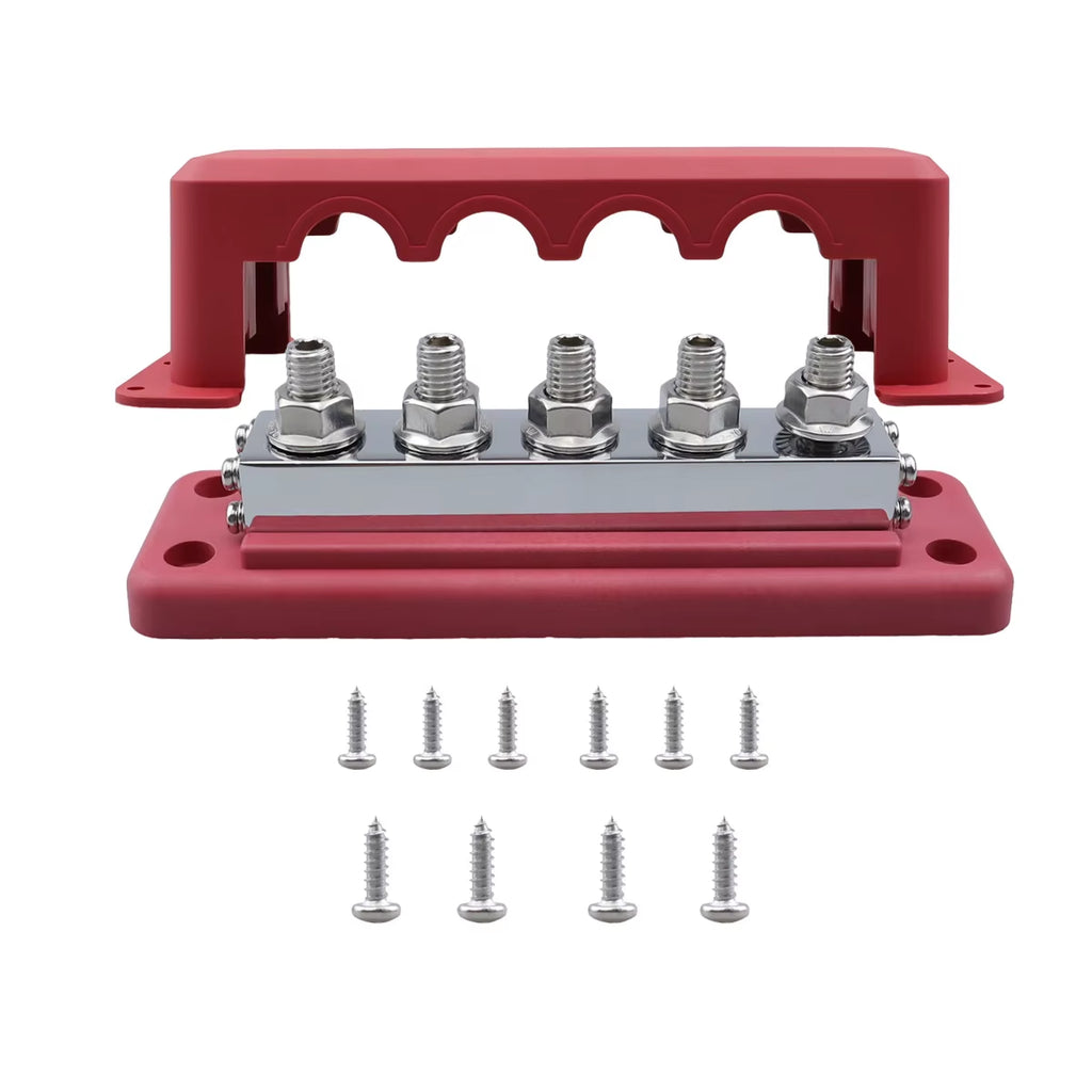 600A Power Distribution Bus Bar, 4 Stud 3/8 in with Cover for Boat and RV – image 2
