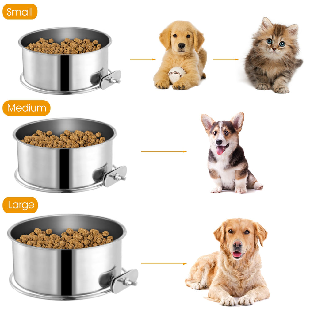 Dog Bowl for Crates, Stainless Steel Hanging Bowl with Clamp, M – image 7