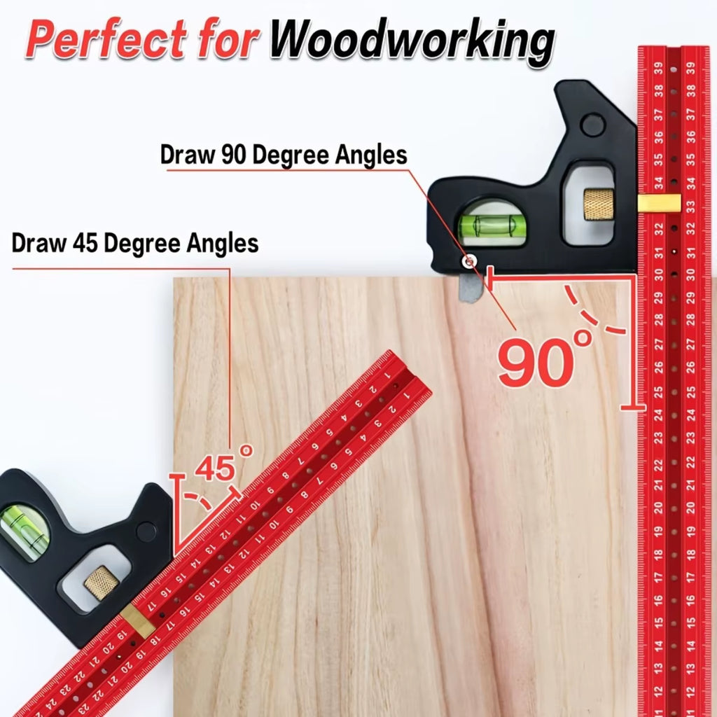 Aluminum Angle Ruler with Level – 300/400mm Carpentry Square – image 6