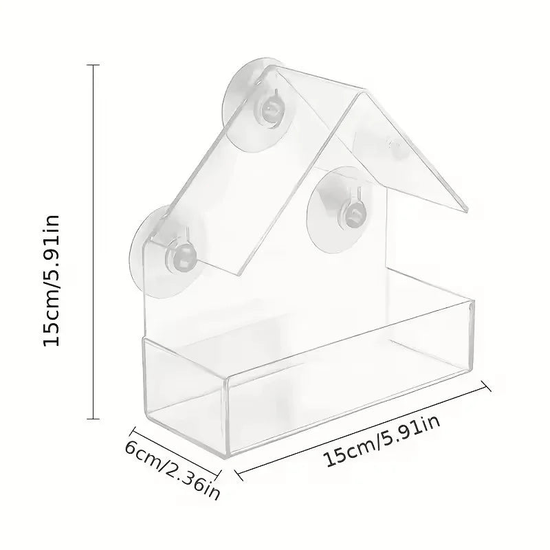 Window Bird Feeder - Clear Acrylic with Strong Suction Cups