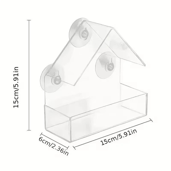 Window Bird Feeder - Clear Acrylic with Strong Suction Cups