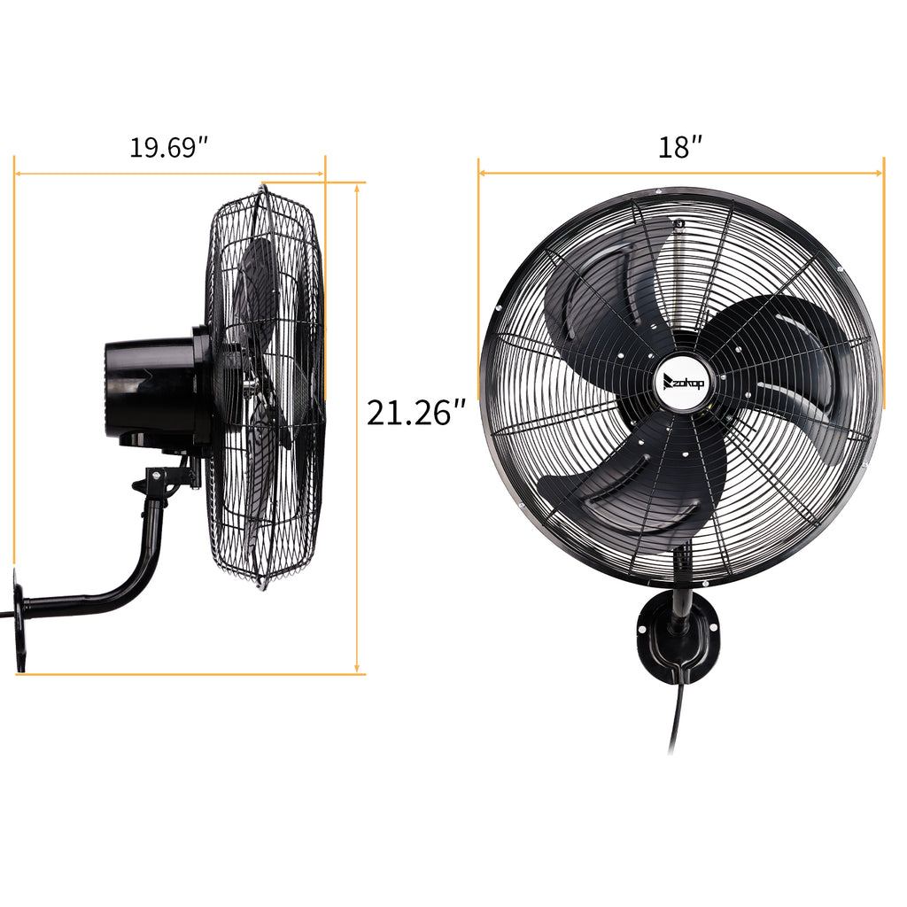 18 Inch Oscillating Wall Mount Fan, 3 Speed Metal Shop Fan, 110V – image 5