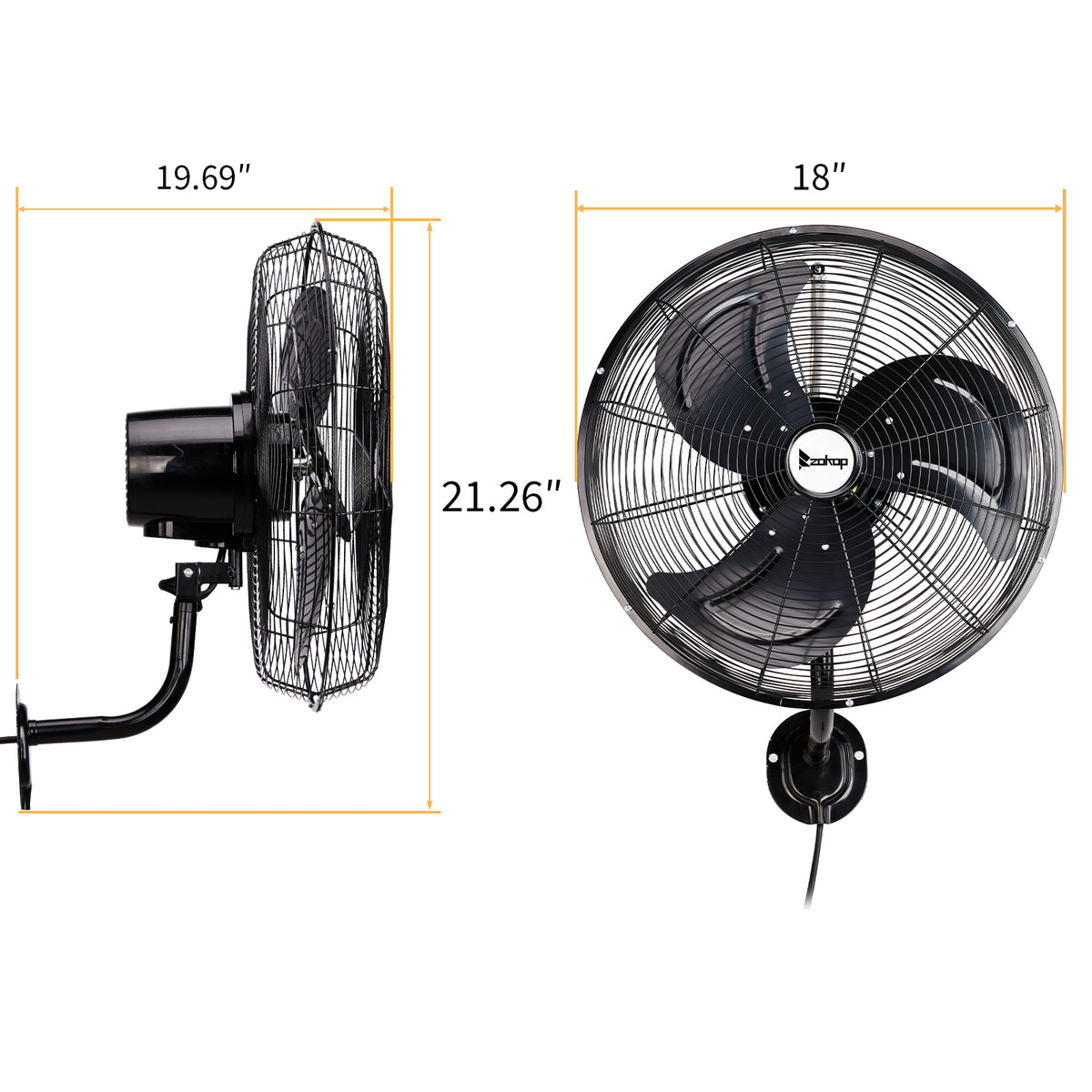 18 Inch Oscillating Wall Mount Fan, 3 Speed Metal Shop Fan, 110V – image 5
