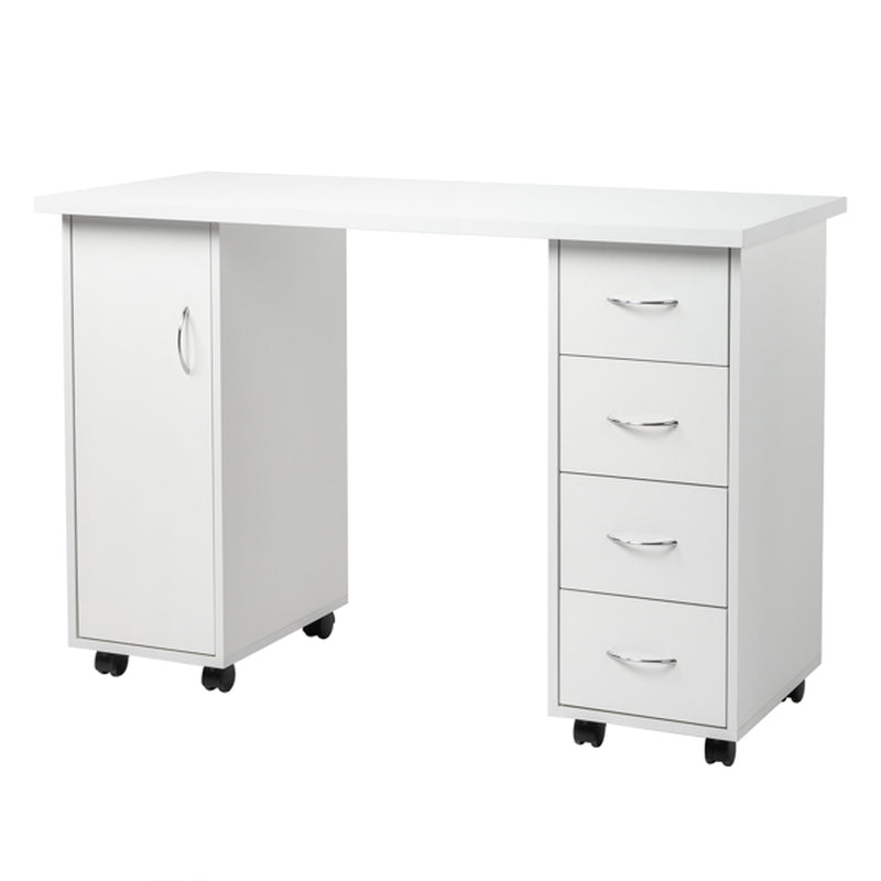 White Nail Art Table with Cabinet Door and 4 Drawers – image 8