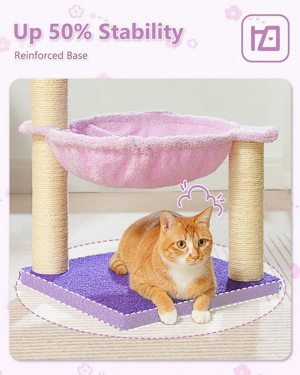Flower Cat Tree with Large Hammock and Sisal Scratching Posts – image 9