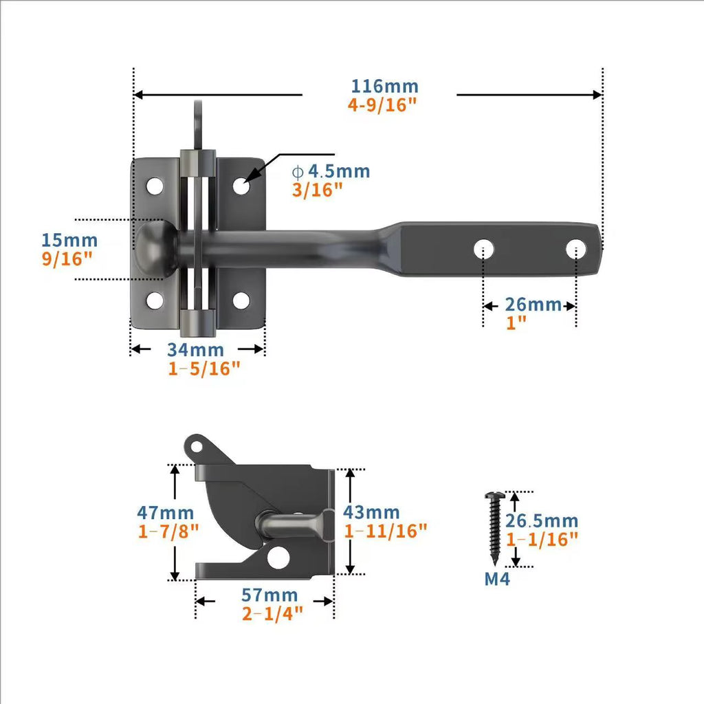 Farm Gate Latch, Self-Locking Post Mount Slam Catch for Pasture Fence Gates, Steel