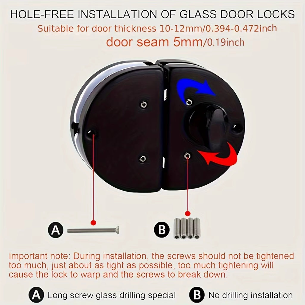 Glass Door Lock for 1/2 in Glass – Stainless Steel Double Bolt – image 6