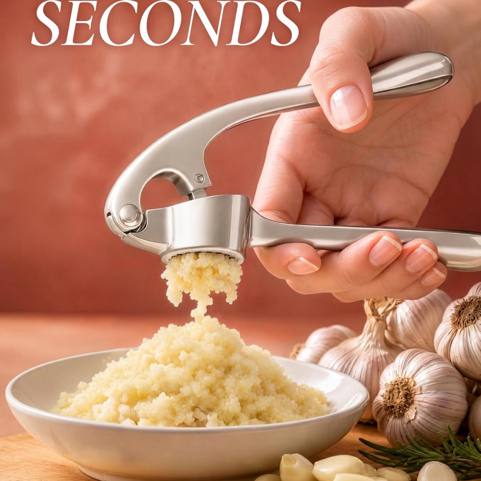 Garlic Press Set with Silicone Peeler and Cleaning Brush – image 2