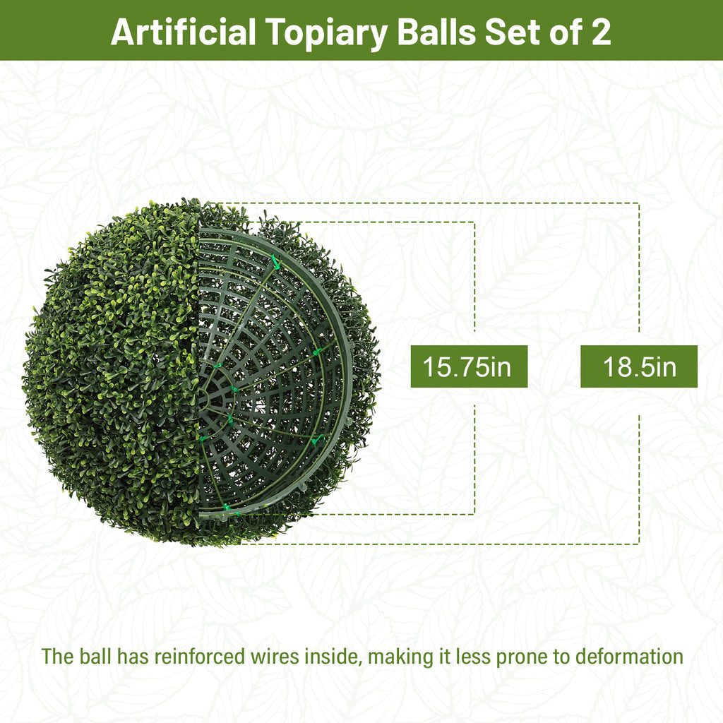 Artificial Boxwood Topiary Balls 2 Pack, 18.5 in Outdoor Decor – image 4