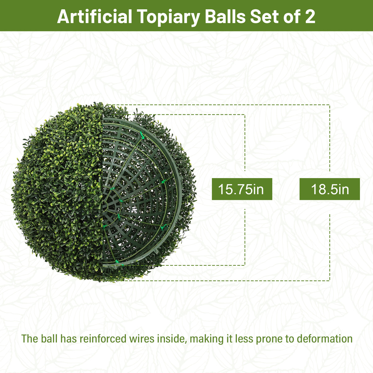 Artificial Boxwood Topiary Balls 2 Pack, 18.5 in Outdoor Decor – image 4