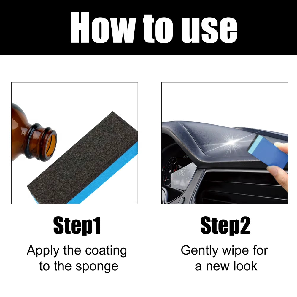 Car Plastic Restorer 30Ml - Trim Refurbishment Coating with Applicator Sponge