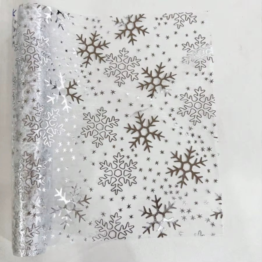 Organza Christmas Table Runner - Snowflake Print, 28 x 275 cm – image 3