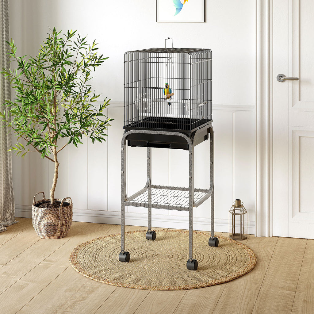 Rolling Bird Cage 45 in with Detachable Stand and Storage Basket – image 2