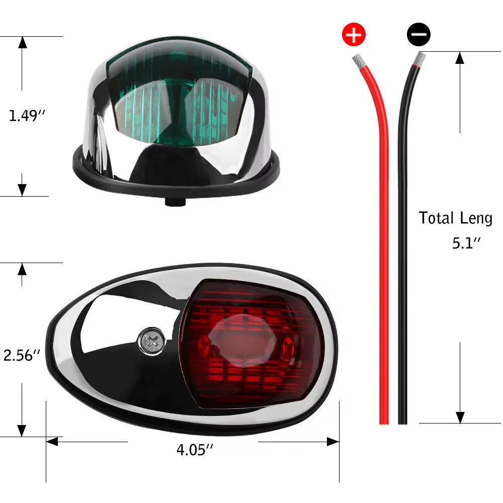 LED Boat Navigation Lights, Red and Green Bow Side Lights, 2 Pack – image 6
