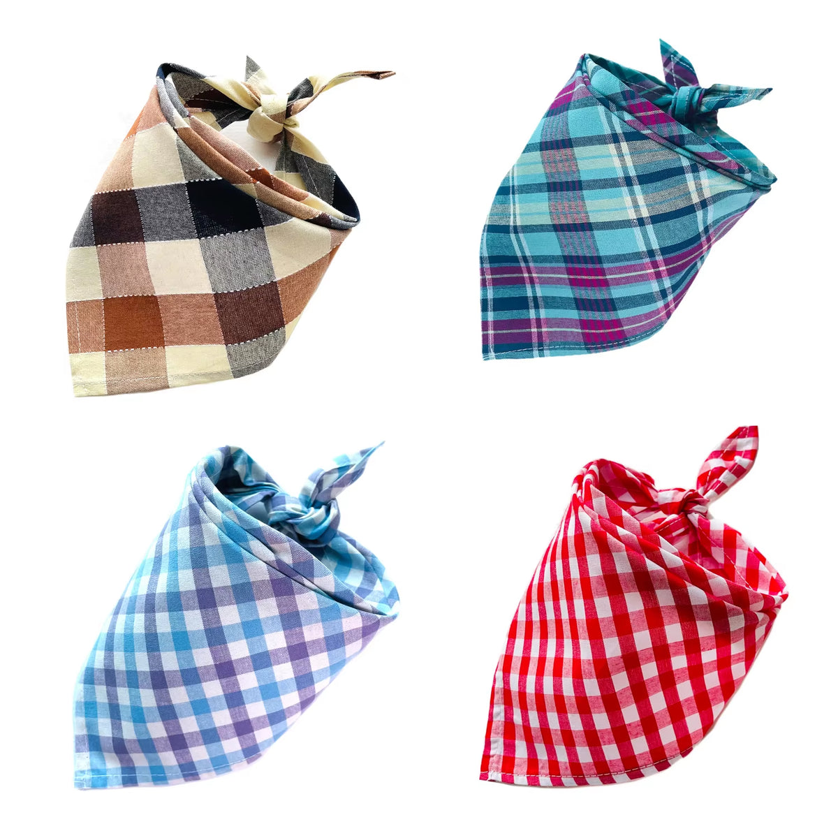 Plaid Dog Bandanas 30/50 Pack - Pet Scarf Bibs Bulk