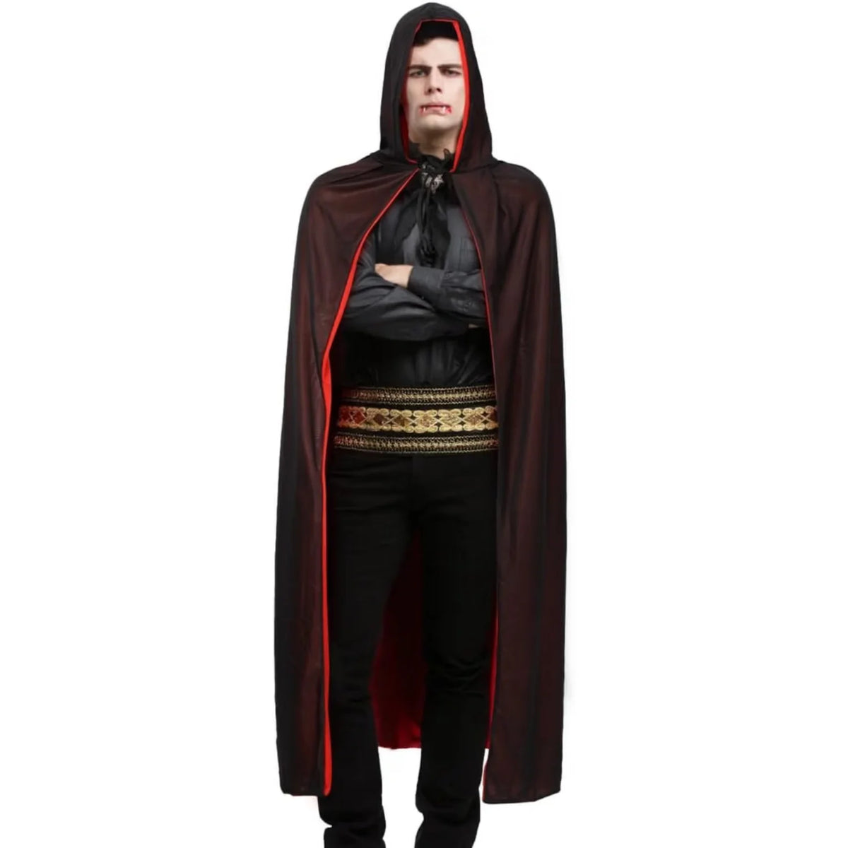 Vampire Cloak for Adults – Reversible Black and Red Hooded Cape