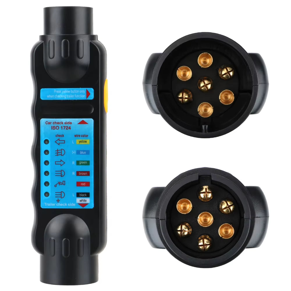 Trailer Light Tester 7-Pin, 12V Towing Wiring Plug Checker