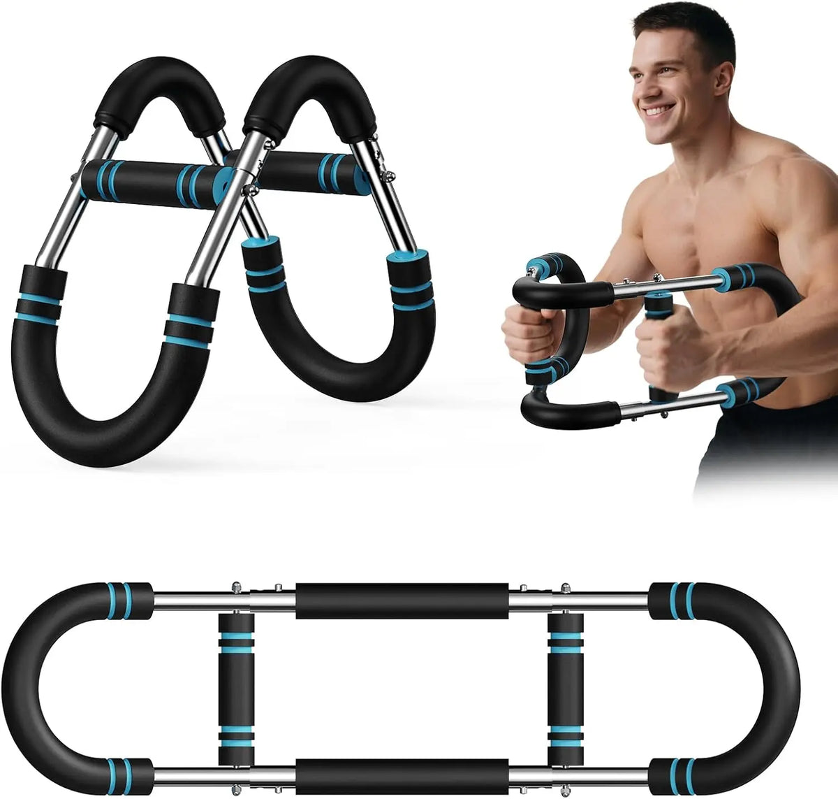 U-Shape Arm Trainer Spring Bar 60–100 Lb, Foam Grips, 1 or 2 Pack