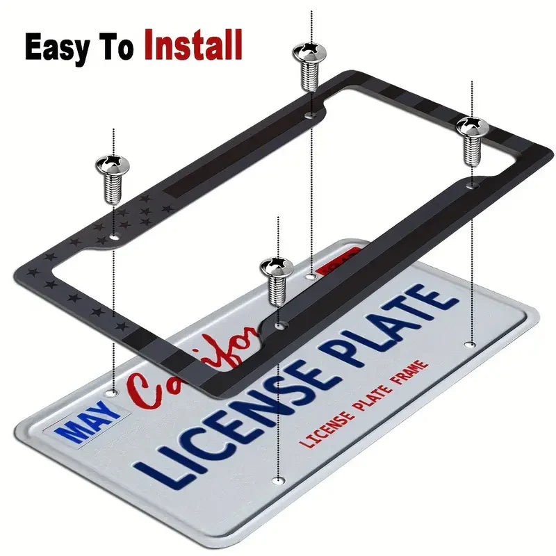 License Plate Frame, Black American Flag 3D Design – image 12