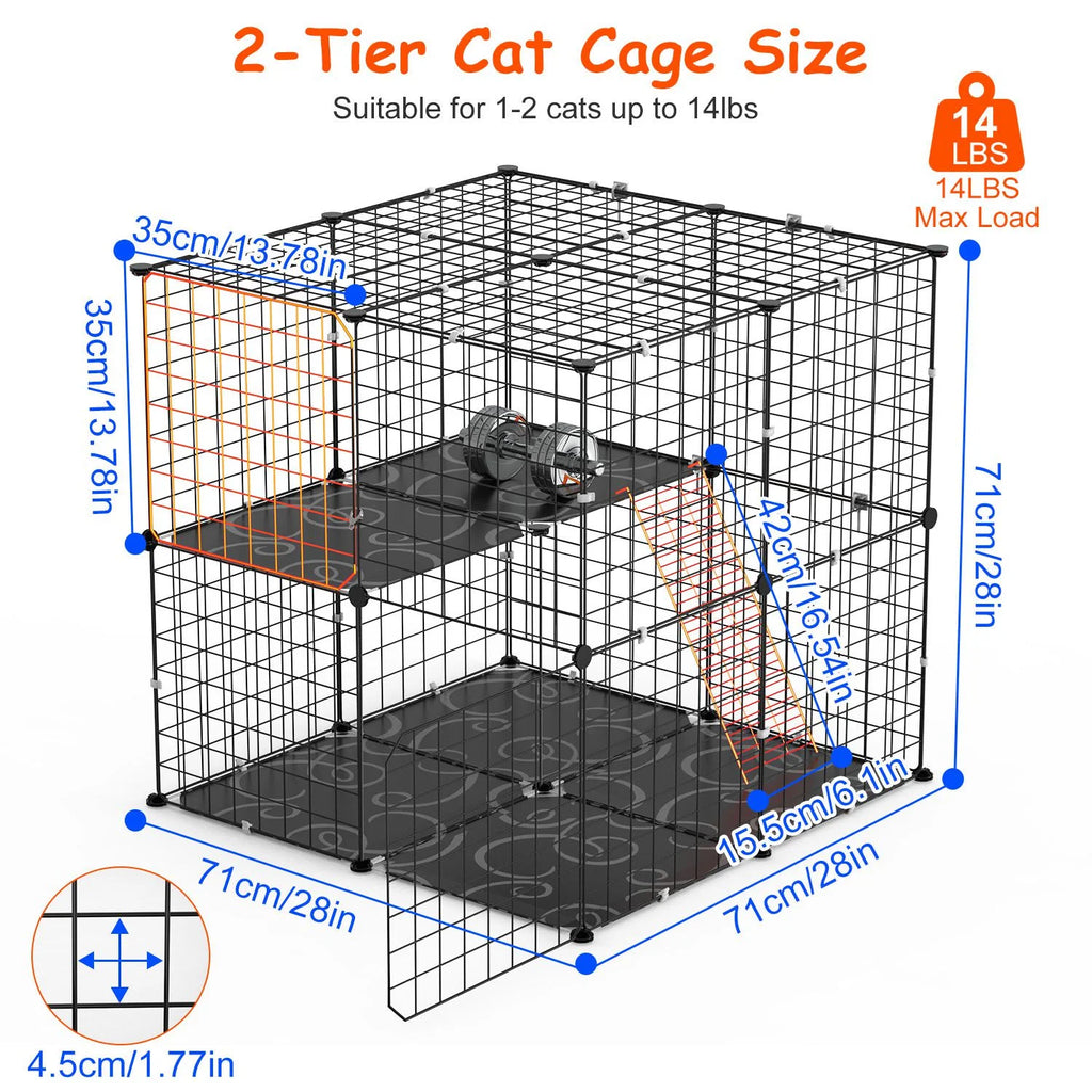 Cat Cage, 2-Tier Playpen with Ladder and 2 Doors, 28 in – image 4