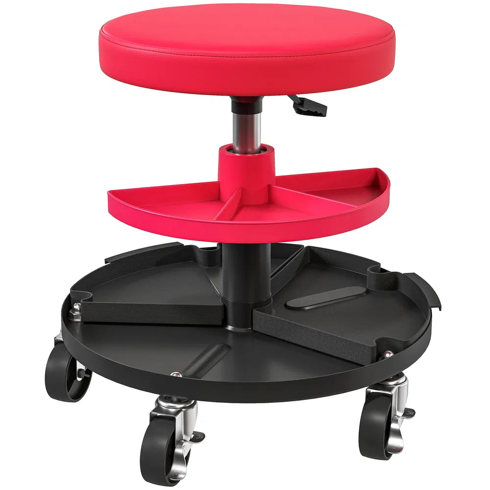 Rolling Garage Shop Stool 300 Lb with Tool Trays Adjustable Height
