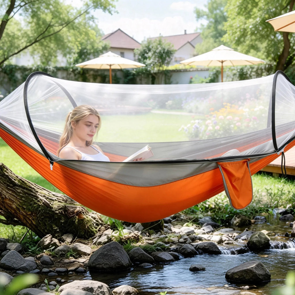 Camping Hammock with Mosquito Net, 440 lb Capacity 70D Nylon – image 10