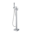 Freestanding Tub Filler Faucet, Floor Mount with Handheld Shower, Brushed Nickel – image 1