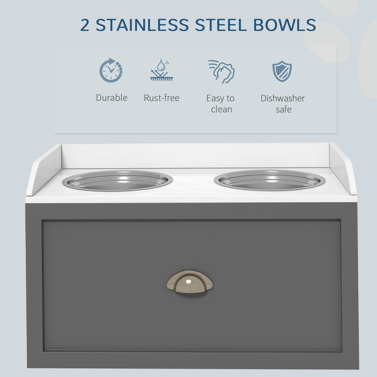 Raised Dog Feeding Station with 21L Food Storage Gray