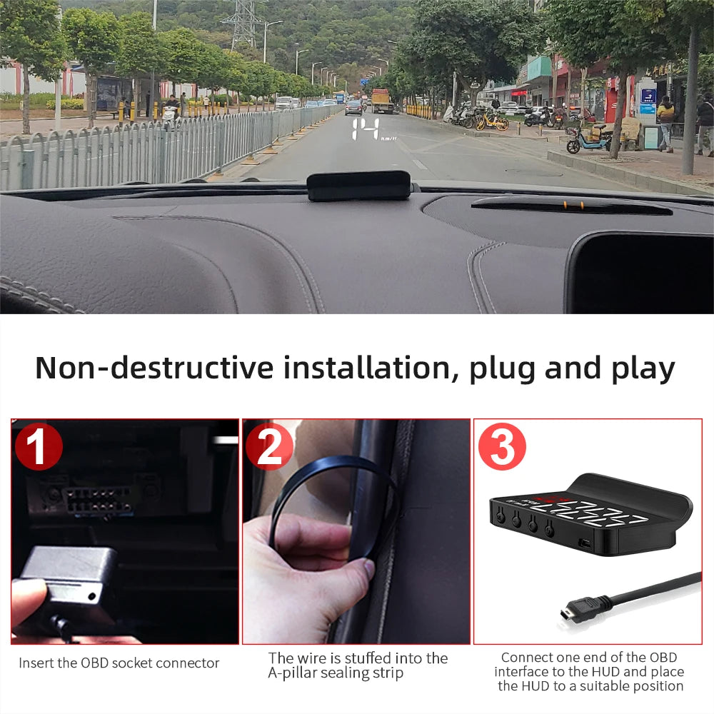OBD2 Head up Display - Car HUD Speedometer with Temp & Voltage Alarm
