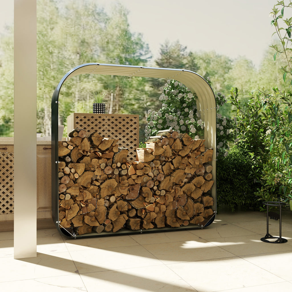 Galvanized Steel Firewood Shed with Roof, 57 in Outdoor Log Storage – image 2