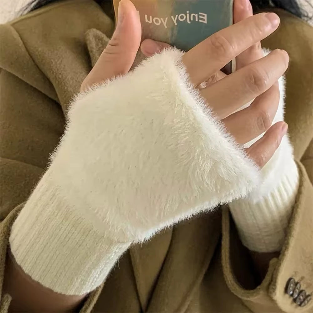 Fingerless Gloves for Women - Plush Knit Winter Wrist Warmers – image 4