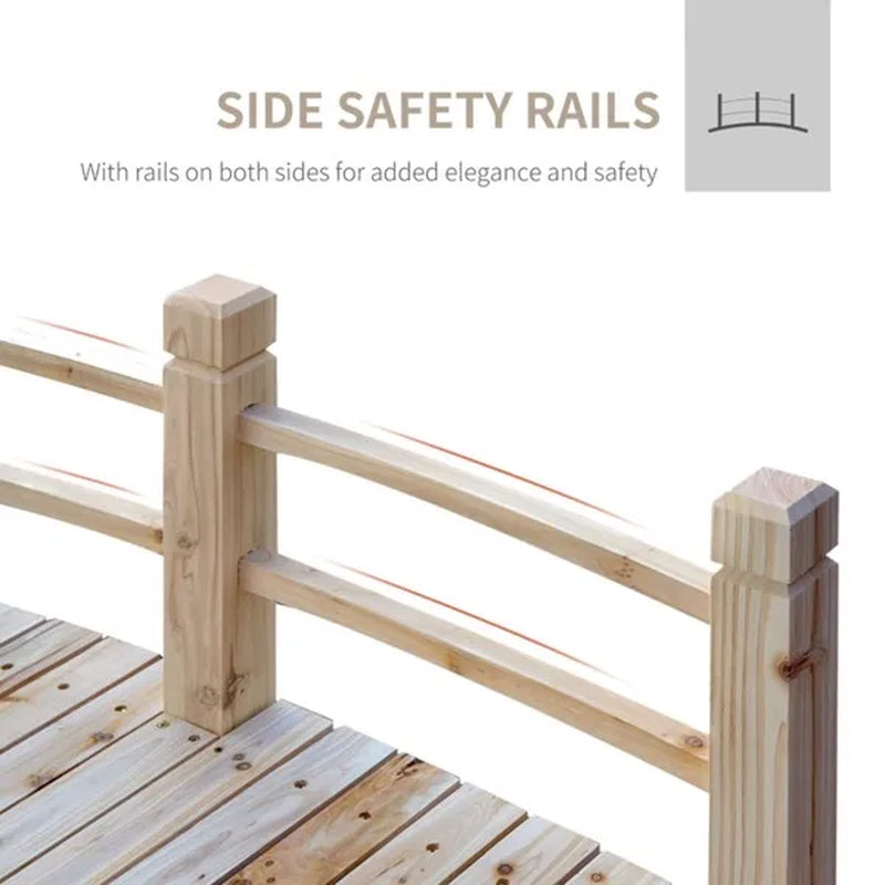 Wooden Garden Bridge 5 ft, Arched Fir Wood Footbridge 400 lb – image 7