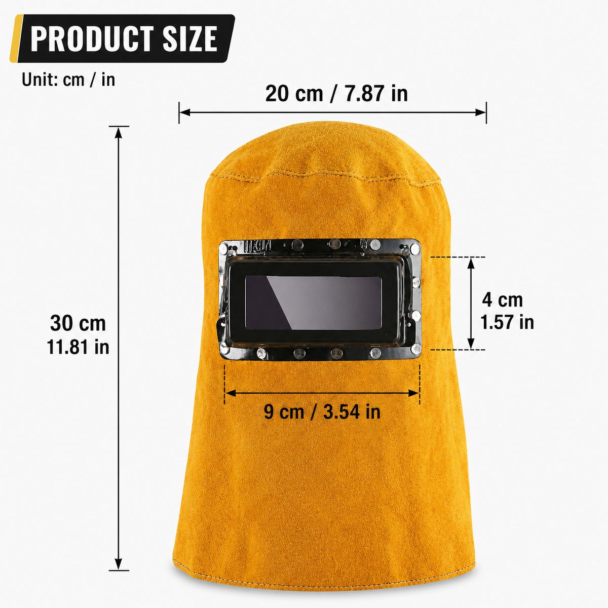 Leather Welding Hood with Lens, Sweat-Absorbent Welder Cap