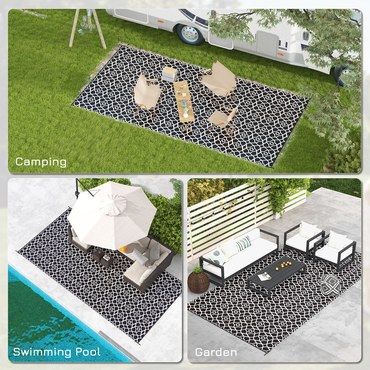 RV Outdoor Rug 9 x 18 ft, Reversible Camping Mat with Carry Bag – image 5
