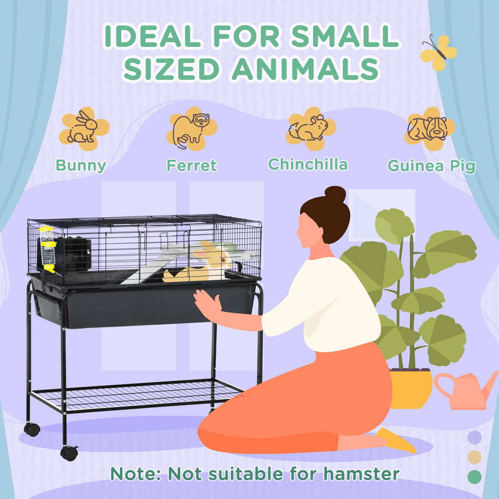 Two-Story Small Animal Cage with Removable Rolling Stand, Gray – image 5