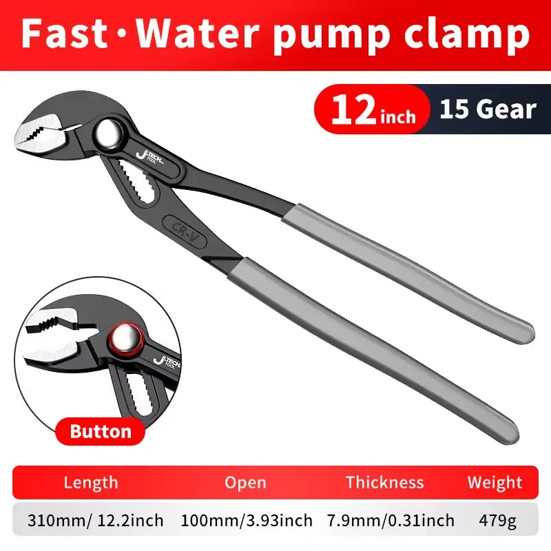 Plumbing Water Pump Pliers 8/10/12 in Quick-Release Adjustable – image 9