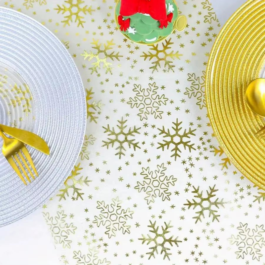 Organza Christmas Table Runner - Snowflake Print, 28 x 275 cm – image 6