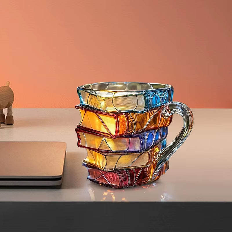 Stacked Books Coffee Mug 11oz - 3D Painted Book Lover Gift Cup – image 5
